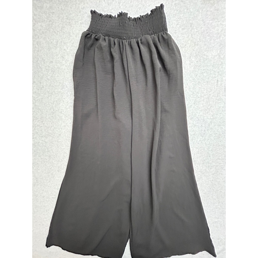 Jade by Jane Black Smocked High Waist Wide Leg Flowy Pants L